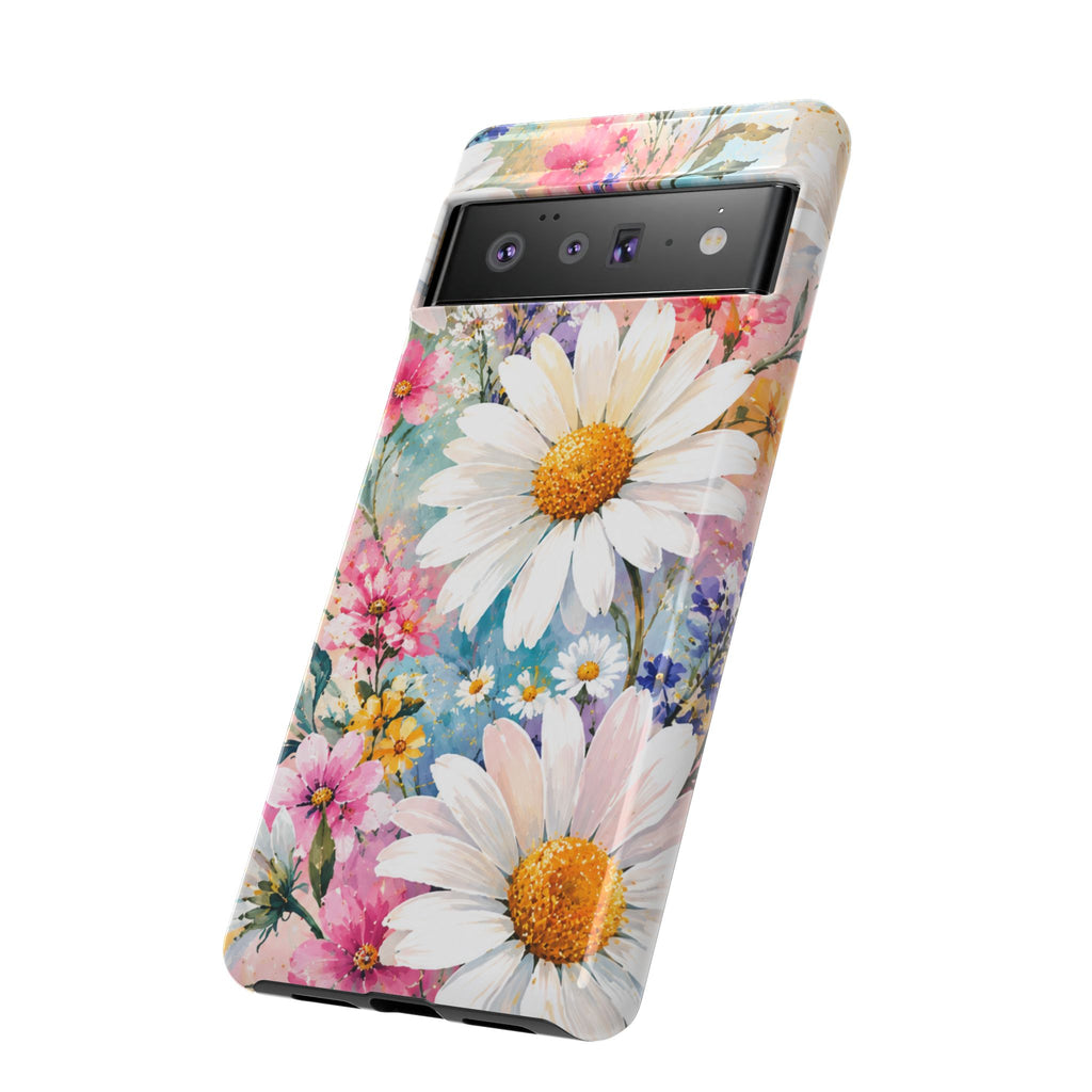 Floral Daisy Phone Case — Watercolor Daisies Protective Tough Case