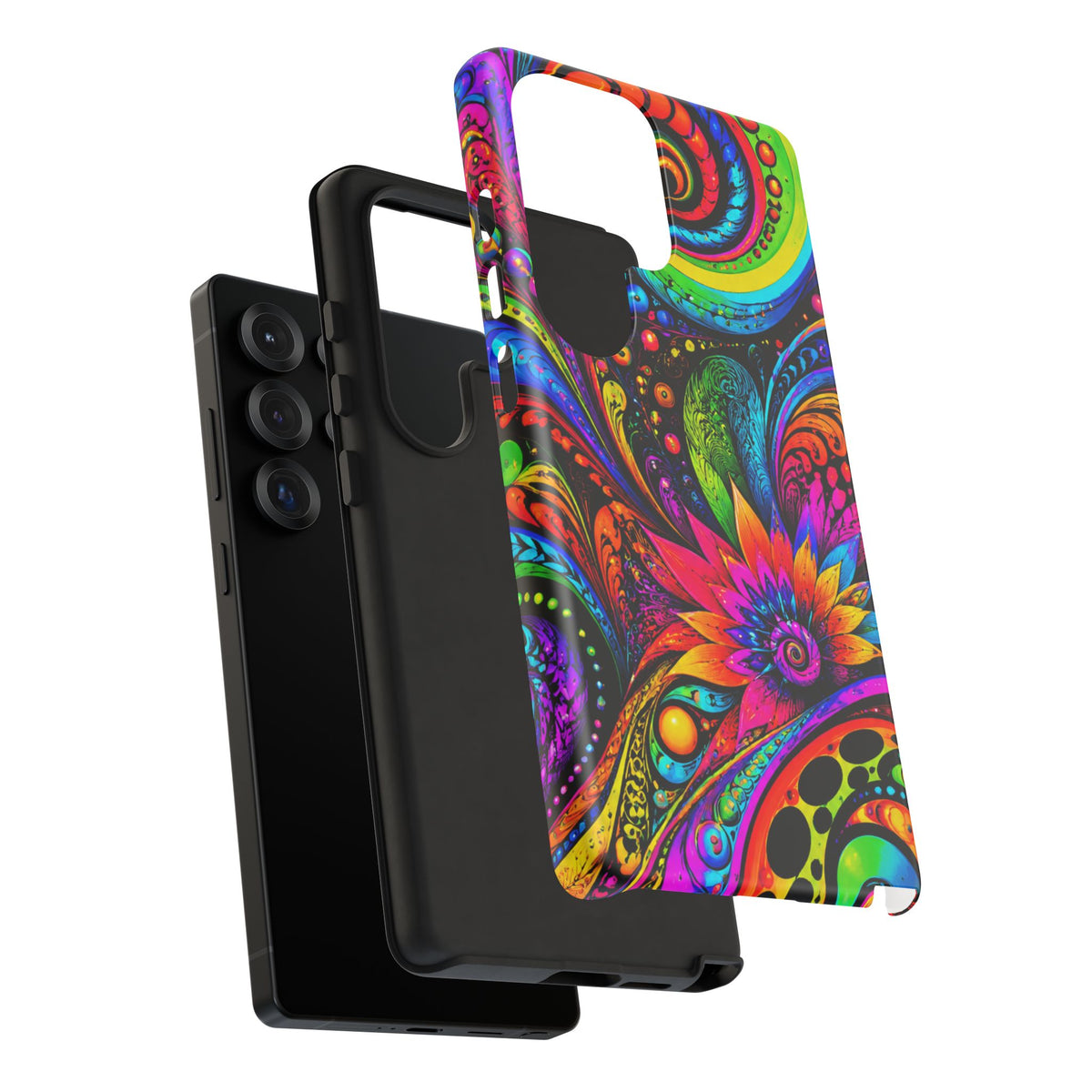 Psychedelic Floral Phone Case — Vibrant Swirl Tough Protective Cover