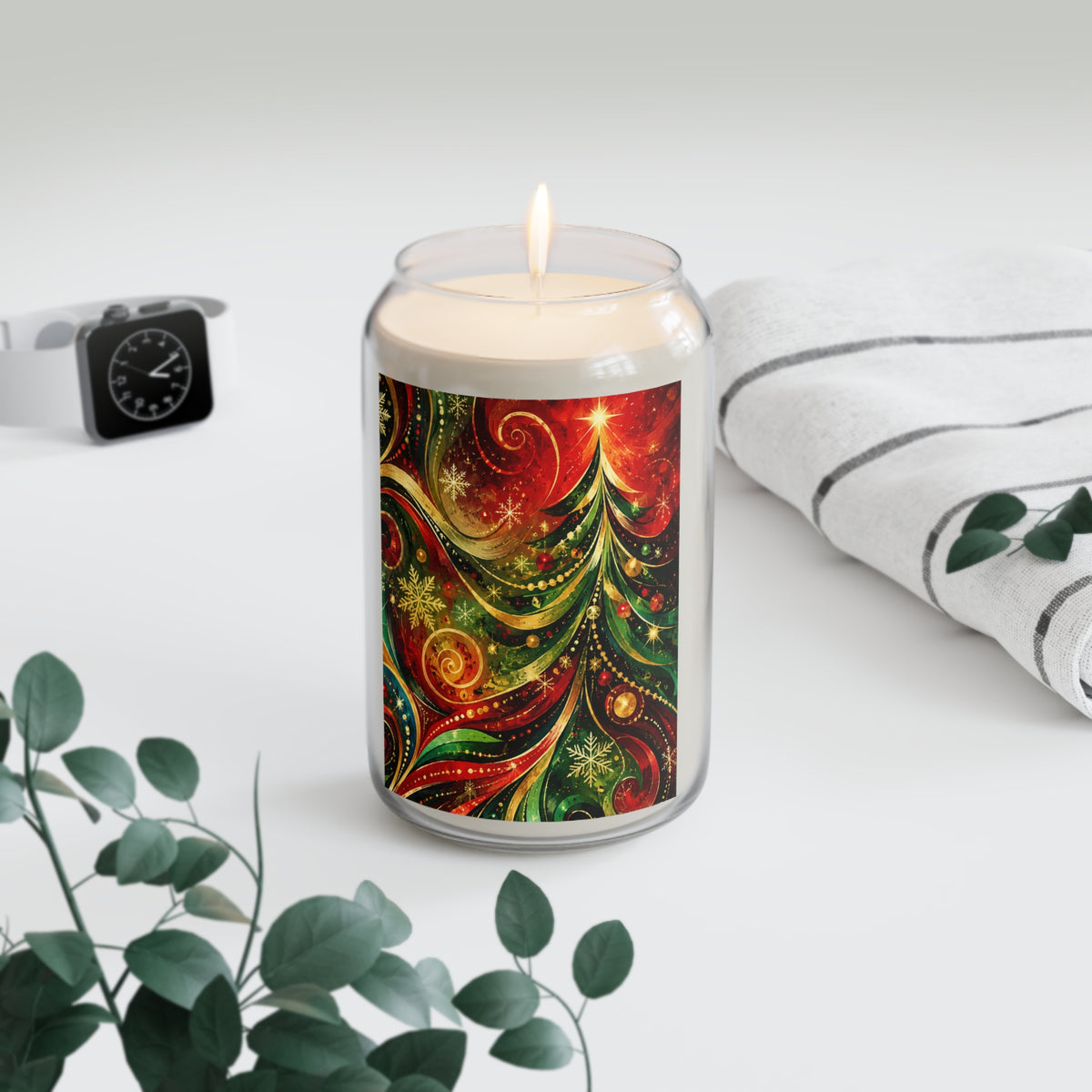Abstract Holiday Christmas Tree  - Scented Soy Candle — 13.75 oz