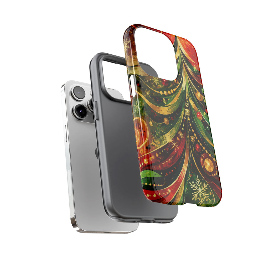Christmas Tree Tough Phone Case — Festive Red & Green Holiday Phone Cover