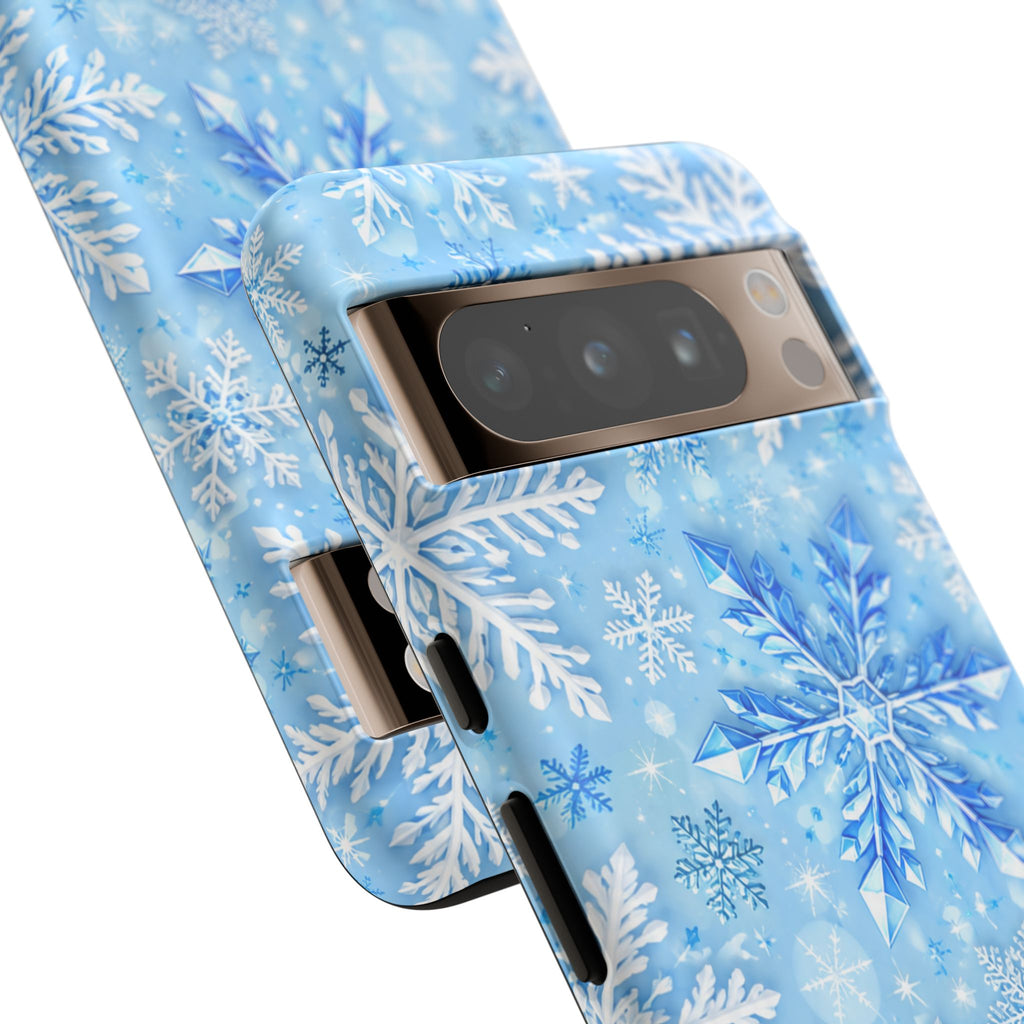 Winter Snowflake Tough Phone Case — Blue Holiday Protective Cover