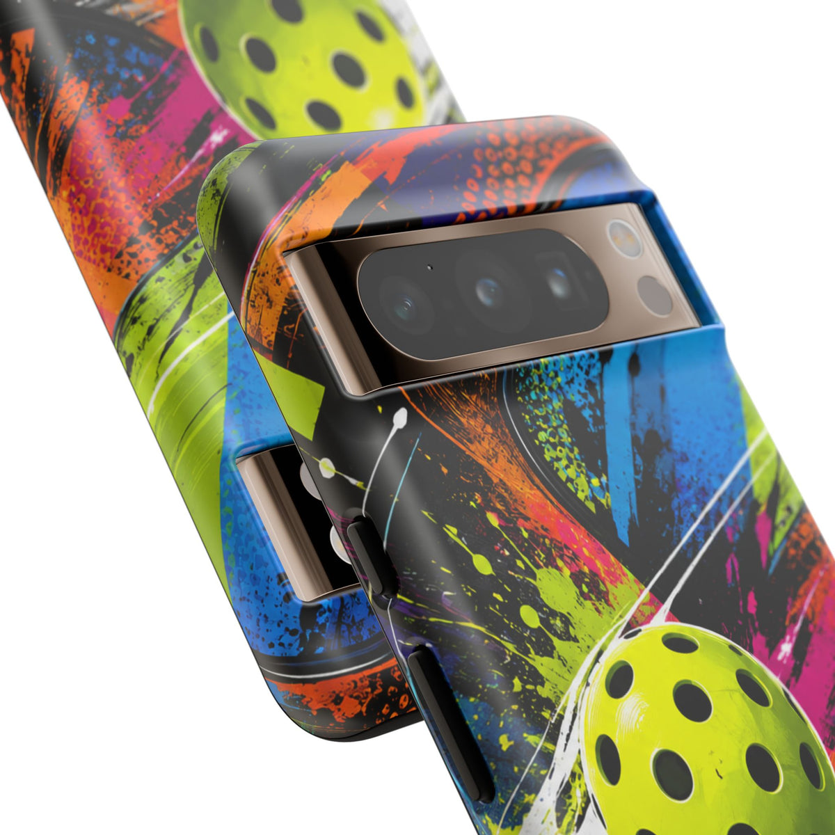 Pickleball Phone Case – Neon Paddle & Ball Splash Tough Case