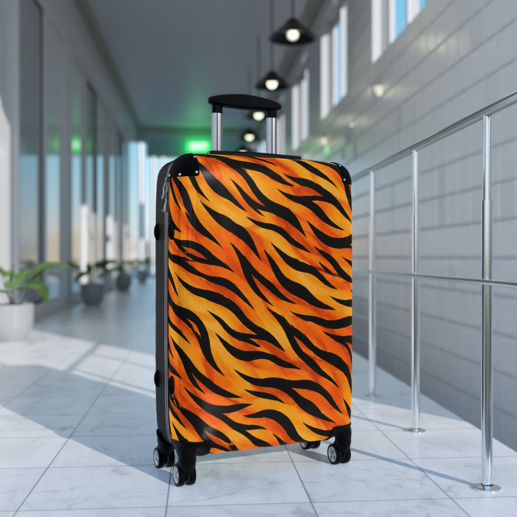 Tiger Stripe Carry-On Suitcase – Bold Orange Animal Print Luggage