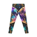 Cosmic Moon Phase Leggings — Mystic Galaxy Print Women's Leggings