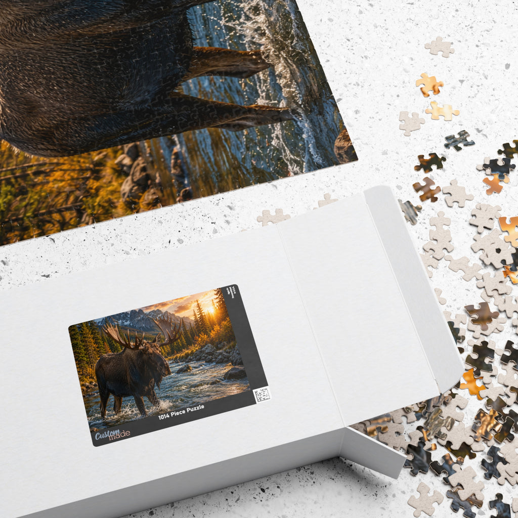 Moose River Sunset Puzzle — Scenic Nature Jigsaw (110–1014 pc)