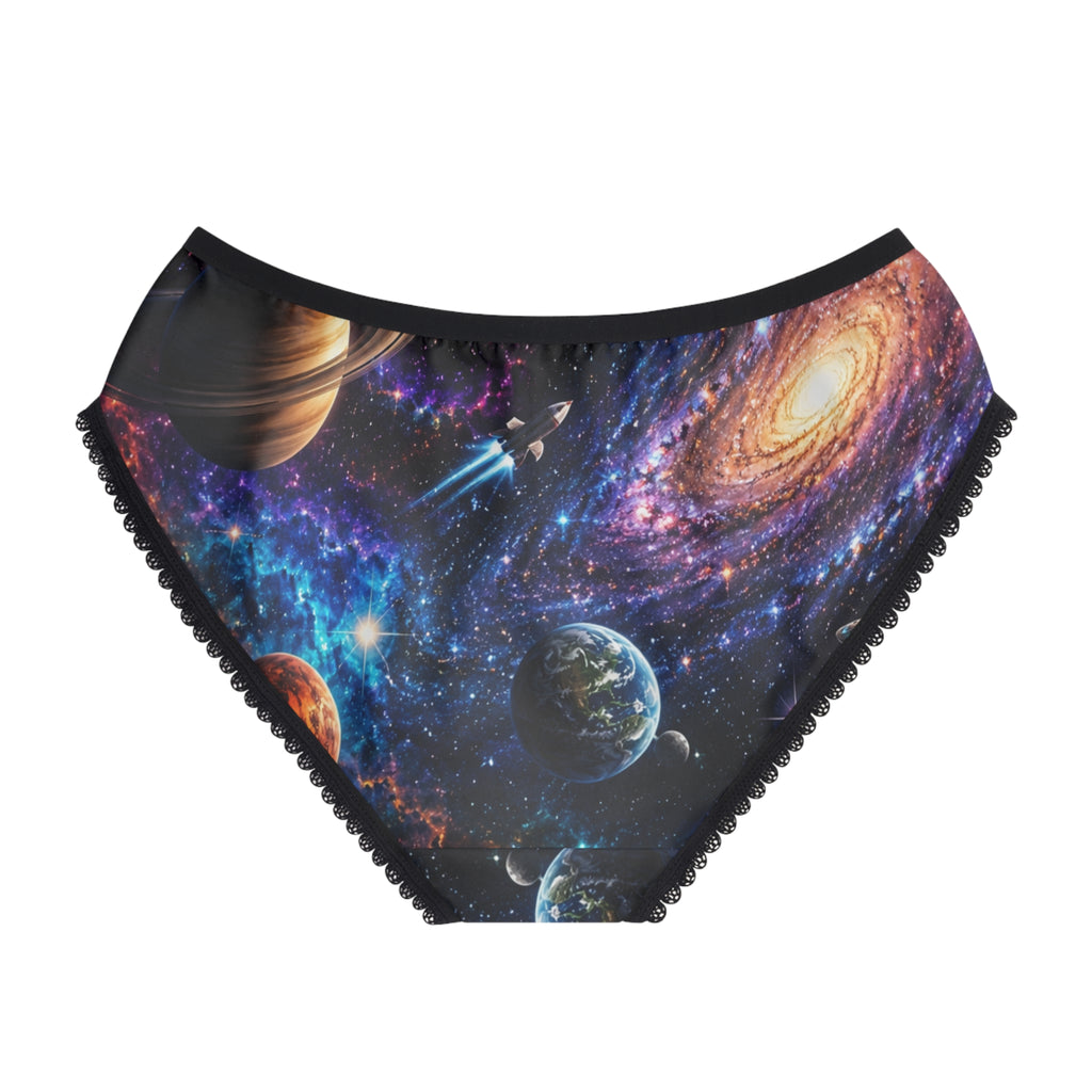 Galaxy Print Women's Briefs — Cosmic Planet Pattern All-Over Print