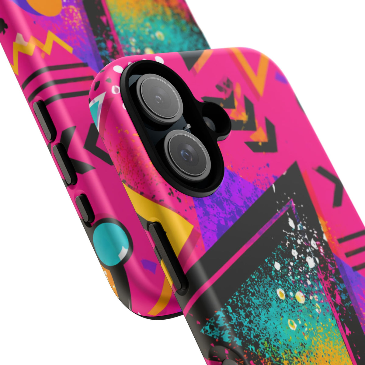 Retro 80s Geometric Phone Case — Neon Triangle Tough Case