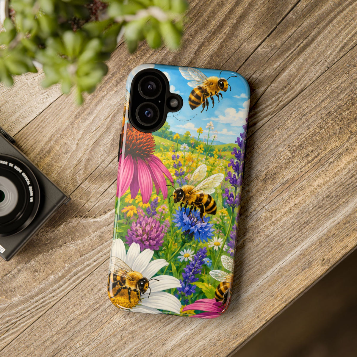 Bee Meadow Phone Case — Floral Honeybee Protective Cover