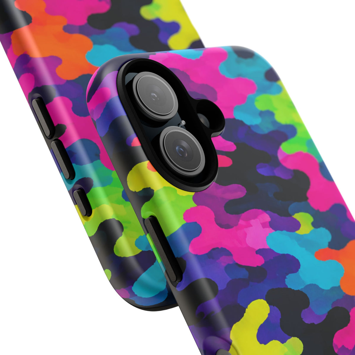 Neon Camo Tough Phone Case — Bright Rainbow Protective iPhone Cover