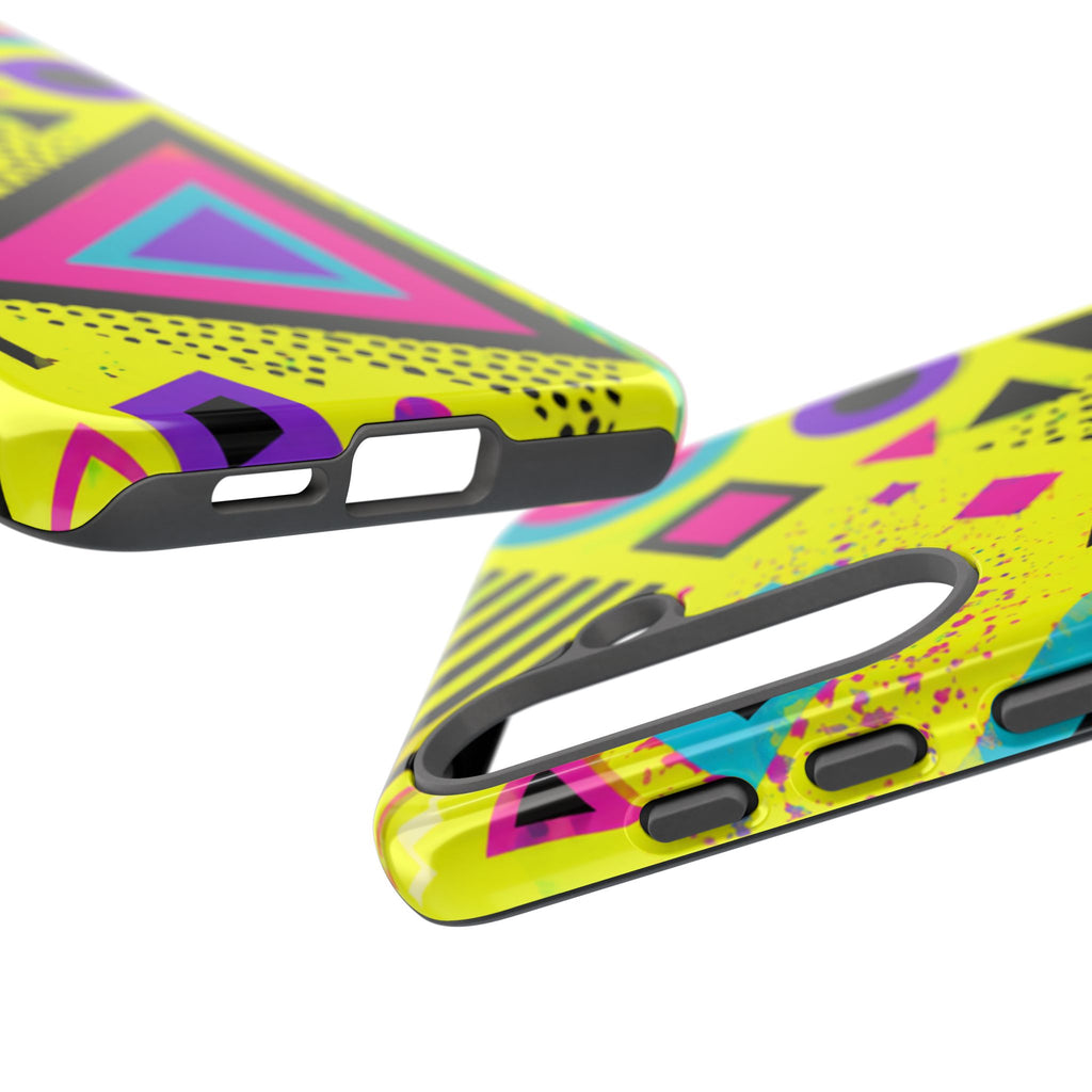 Retro 80s Geometric Phone Case — Neon Memphis Triangle Design