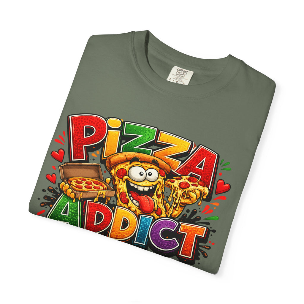 Pizza Addict T-shirt | Cartoon Slice Graphic, Funny Food Tee