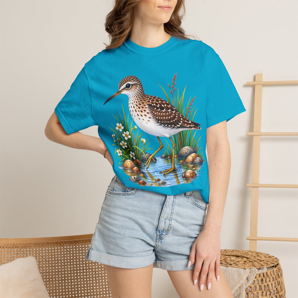 Shorebird Illustration T-Shirt — Marsh Sandpiper Graphic Tee