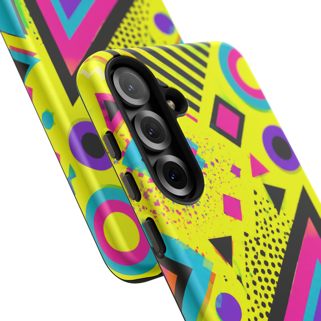 Retro 80s Geometric Phone Case — Neon Memphis Triangle Design