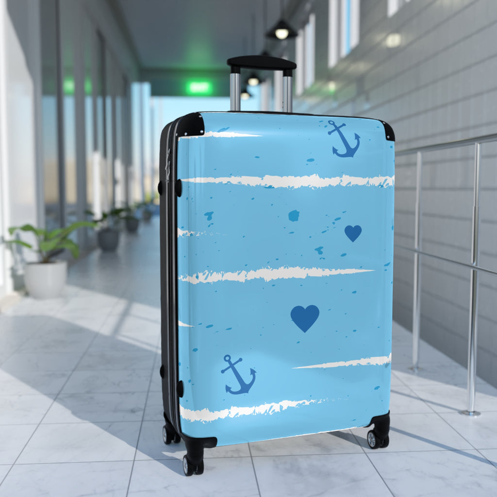 Nautical Heart Carry-On Suitcase — Blue Anchor Travel Luggage
