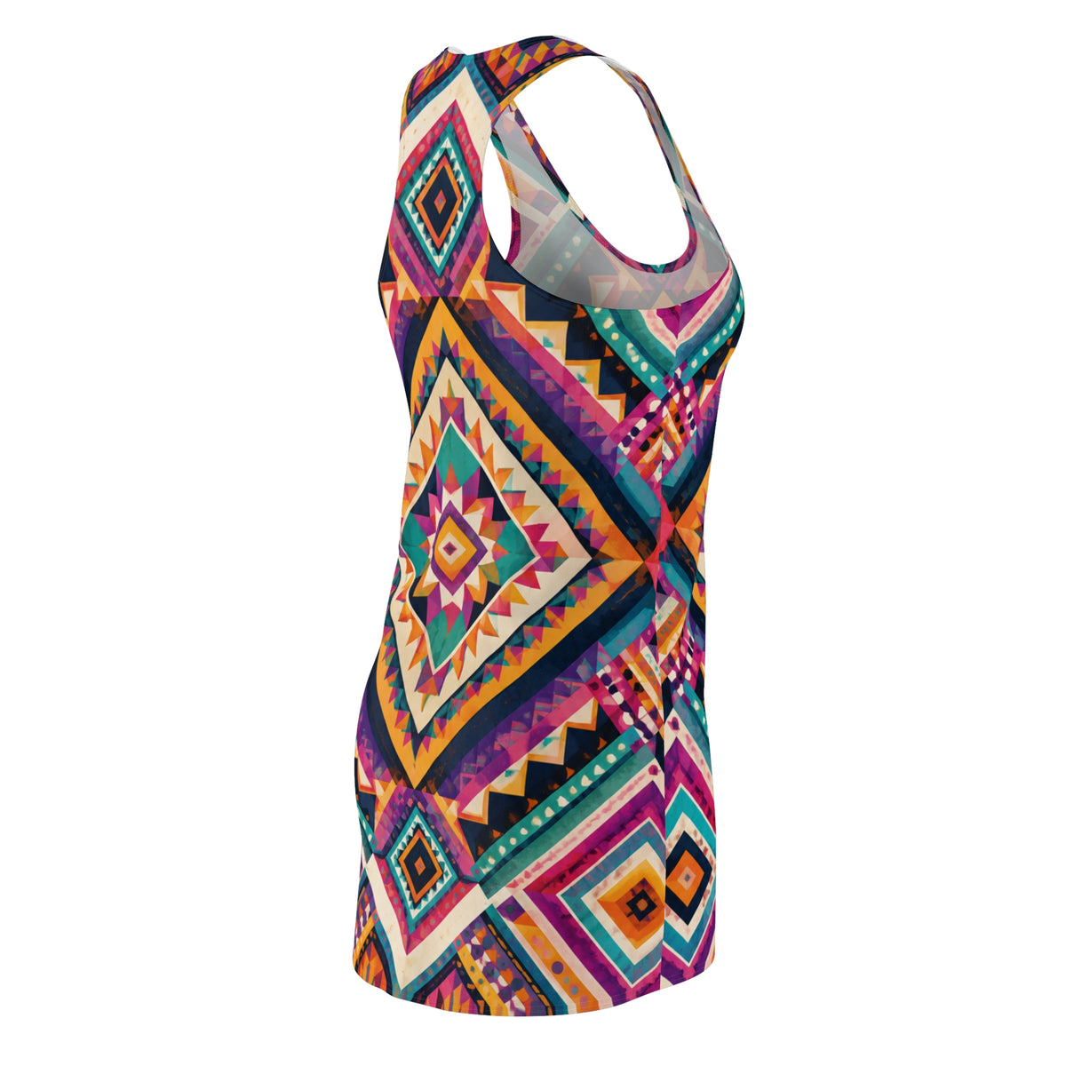 Aztec Diamond Racerback Dress — Vibrant Tribal Print Sundress