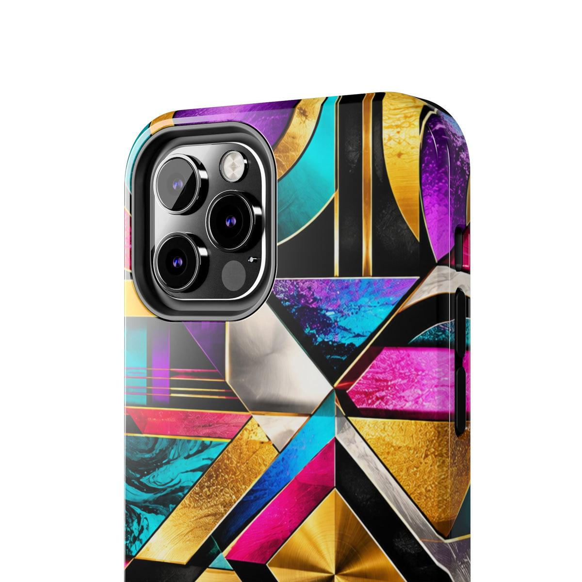 Geometric Art Deco Tough Phone Case — Vibrant Gold, Teal & Magenta Pattern