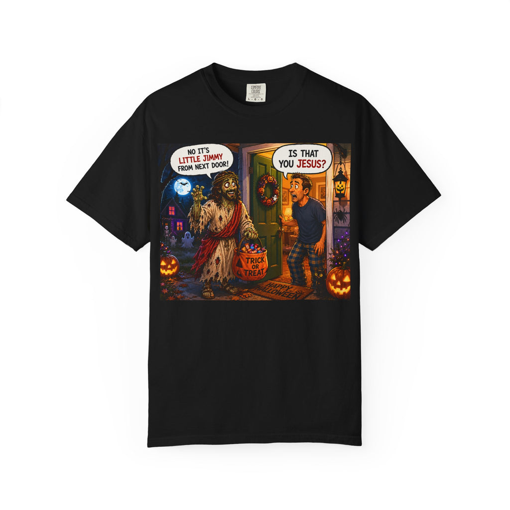 Halloween Horror T-Shirt — 'Is That You Jesus?' Trick-or-Treat Graphic Tee