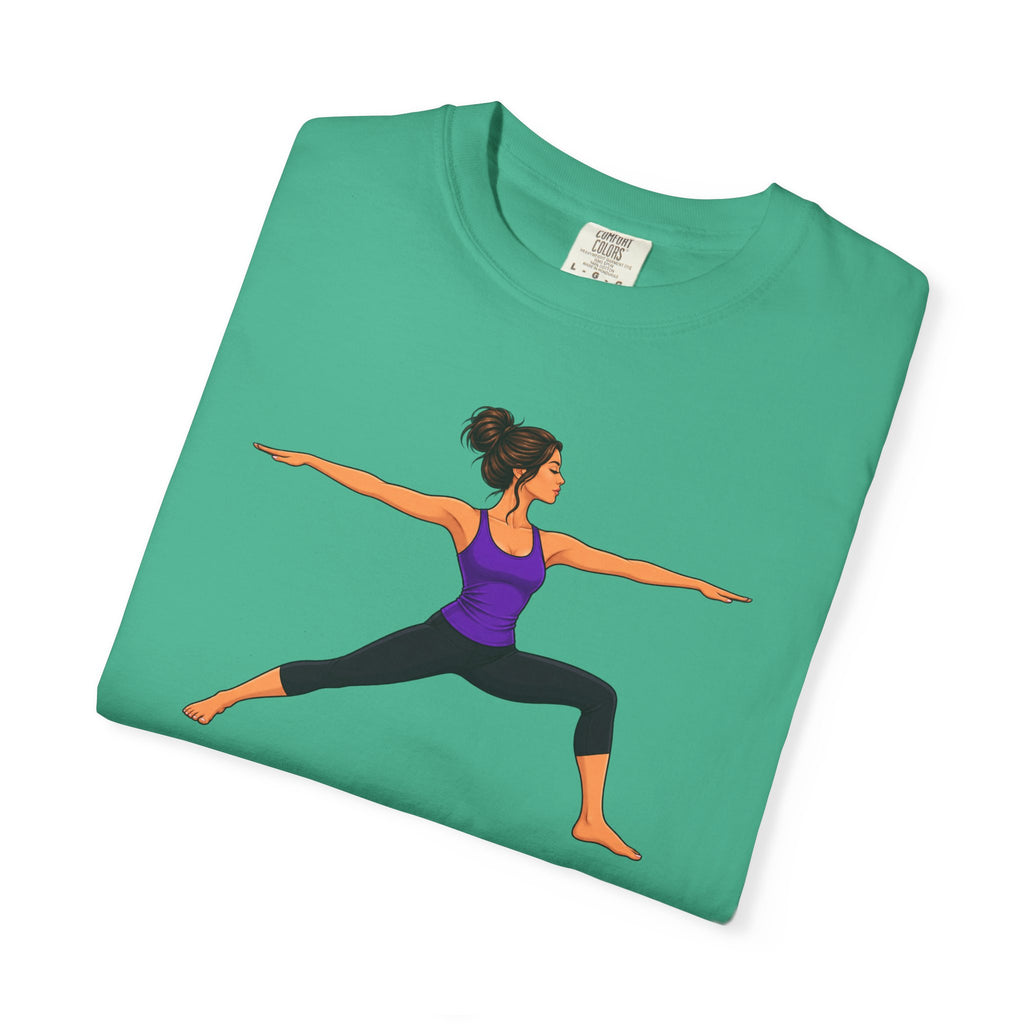 Yoga Warrior Pose T-Shirt | Woman in Virabhadrasana Illustration
