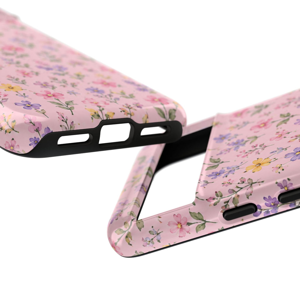 Floral Pink Tough Phone Case — Pastel Wildflower Protective Case