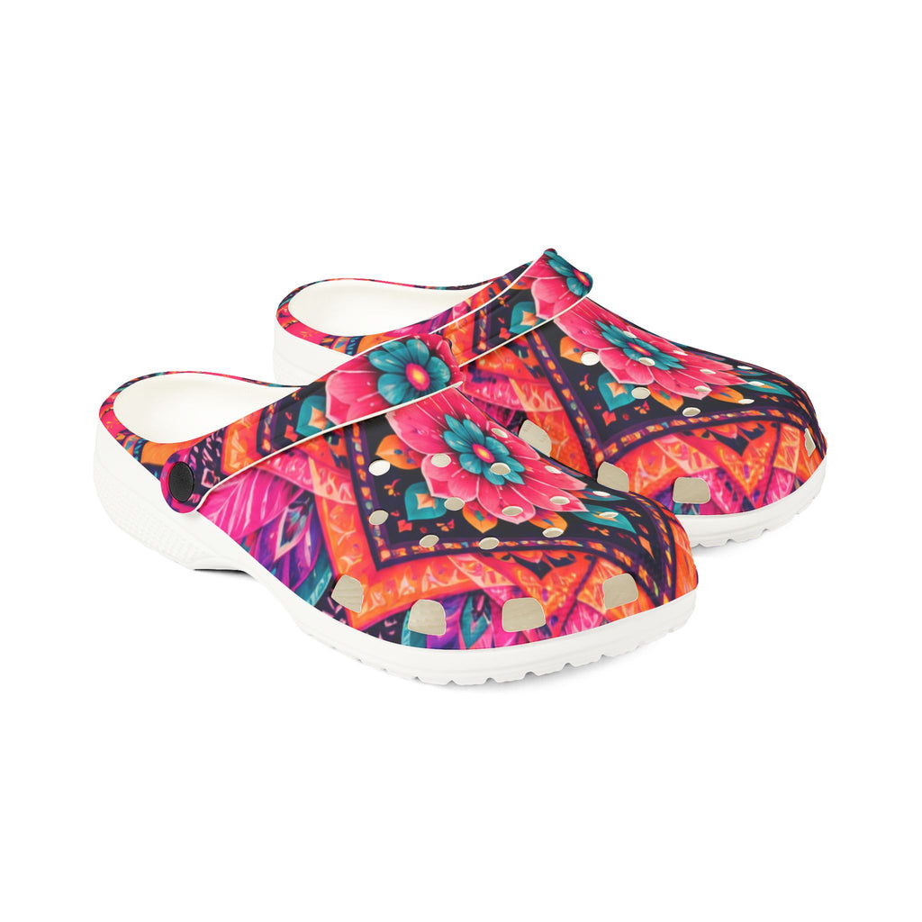Boho Floral EVA Clogs — Colorful Mandala Garden Slip-On Shoes