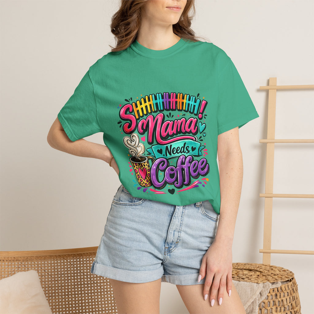 Mama Needs Coffee T-shirt | Colorful Coffee Cup Typography