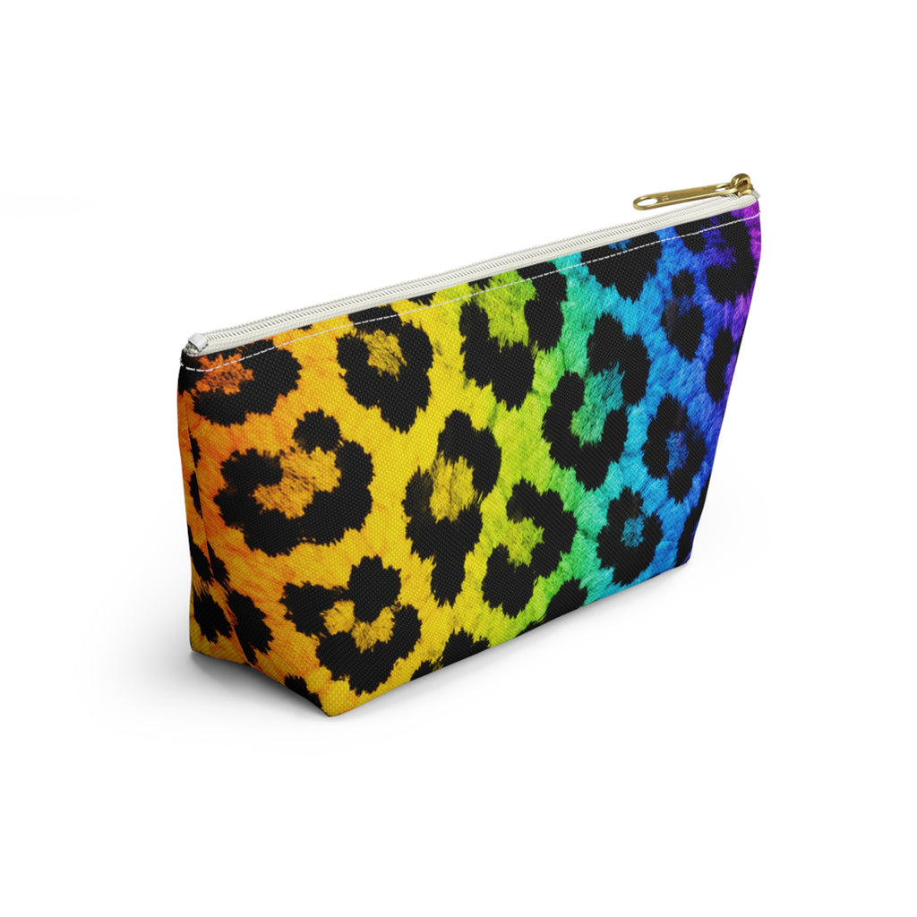 Rainbow Leopard Accessory Pouch — T‑Bottom Makeup Bag