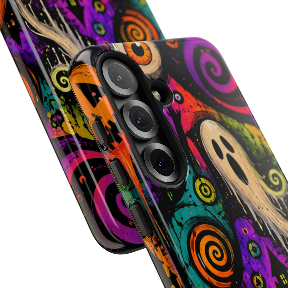 Halloween Ghost Phone Case — Colorful Spooky Skull & Haunted House Tough Case