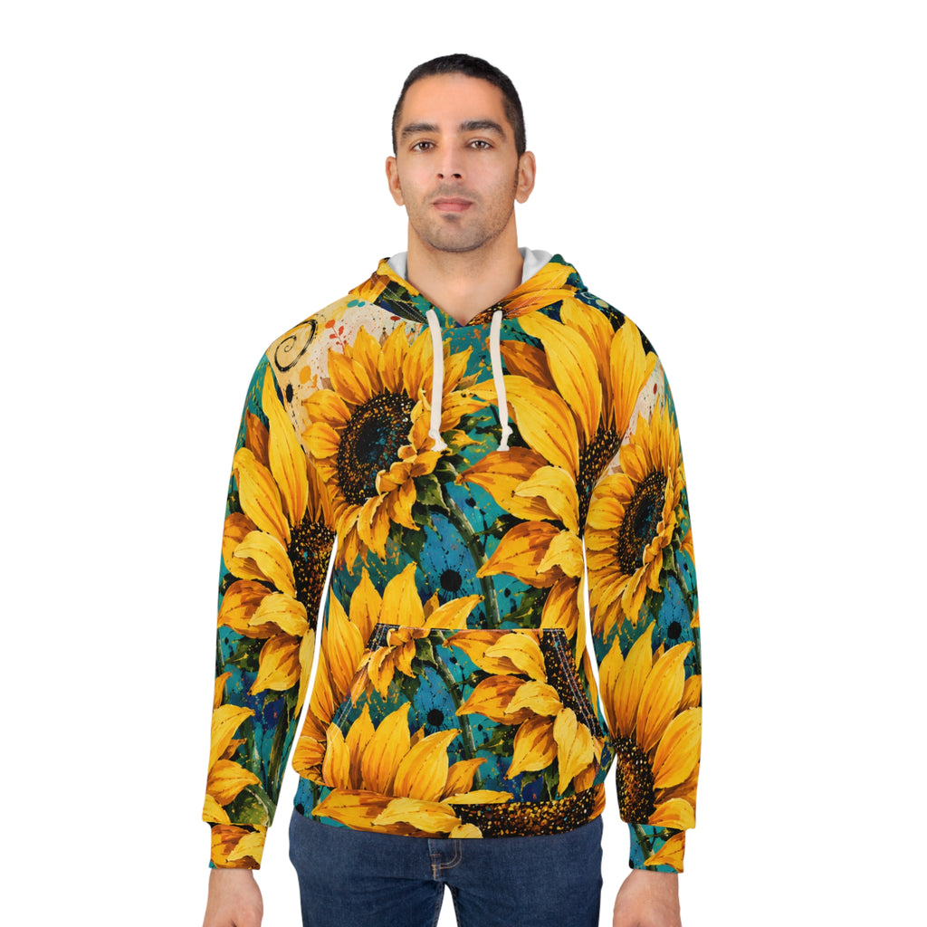 Sunflower All-Over Print Hoodie — Vibrant Floral Sunflower Pullover