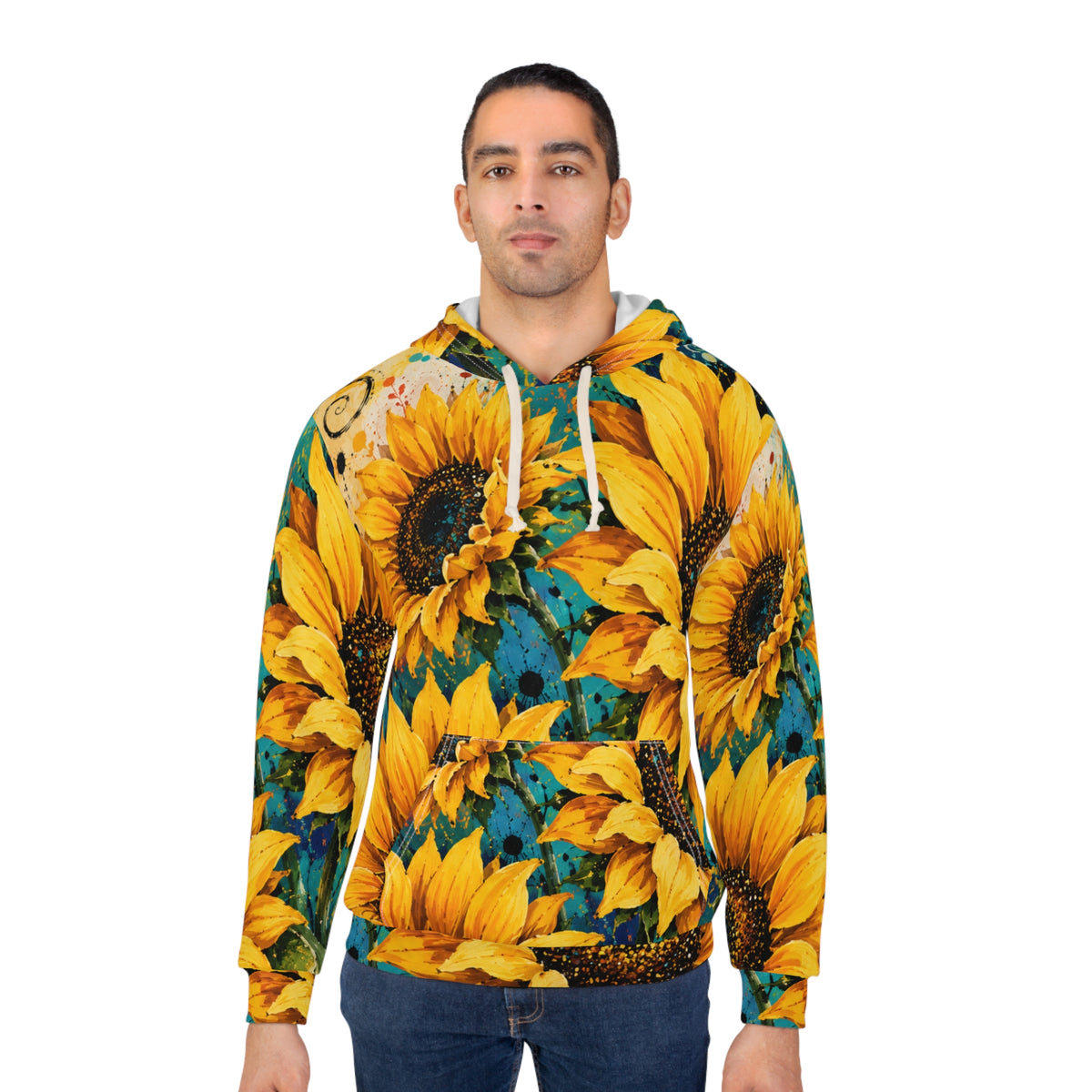 Sunflower All-Over Print Hoodie — Vibrant Floral Sunflower Pullover