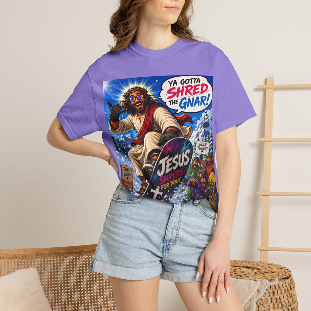 Jesus Skateboarding Shred the Gnar T-shirt | Christian Skateboard Design