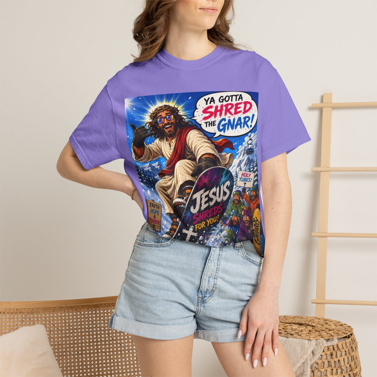 Jesus Skateboarding Shred the Gnar T-shirt | Christian Skateboard Design