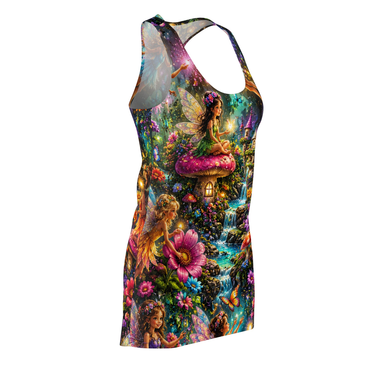 Fairy Garden Racerback Dress — Enchanted Mushroom Cottage AOP