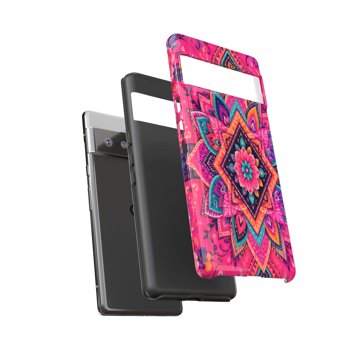 Floral Mandala Tough Phone Case — Pink Boho Protective Cover