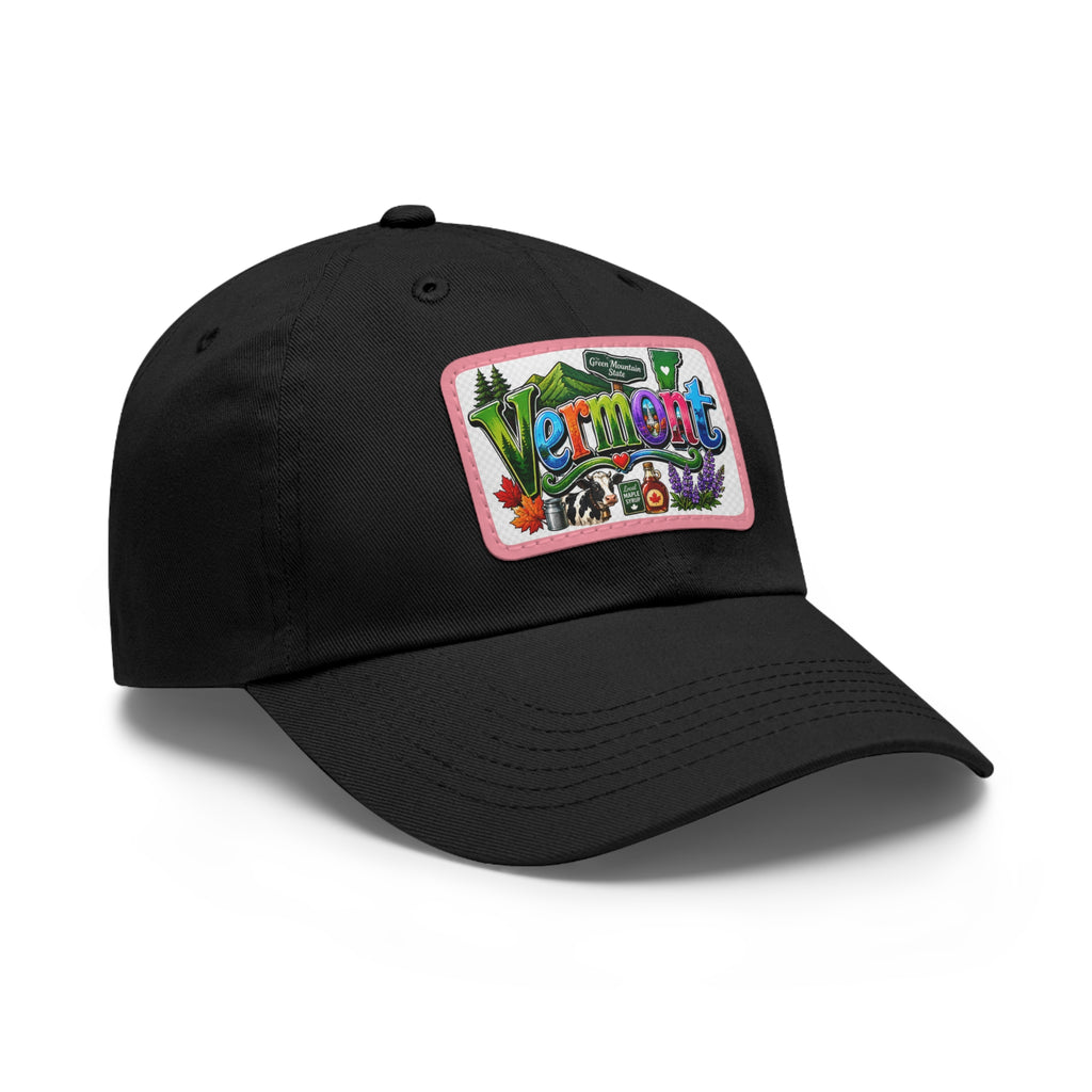 Vermont Patch Dad Hat | Leather Rectangle Patch, State Travel Cap