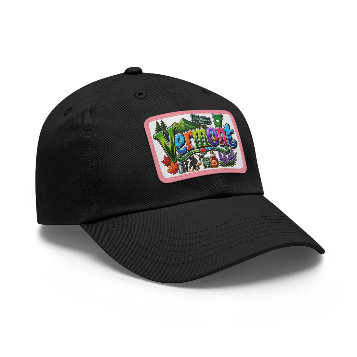 Vermont Patch Dad Hat | Leather Rectangle Patch, State Travel Cap