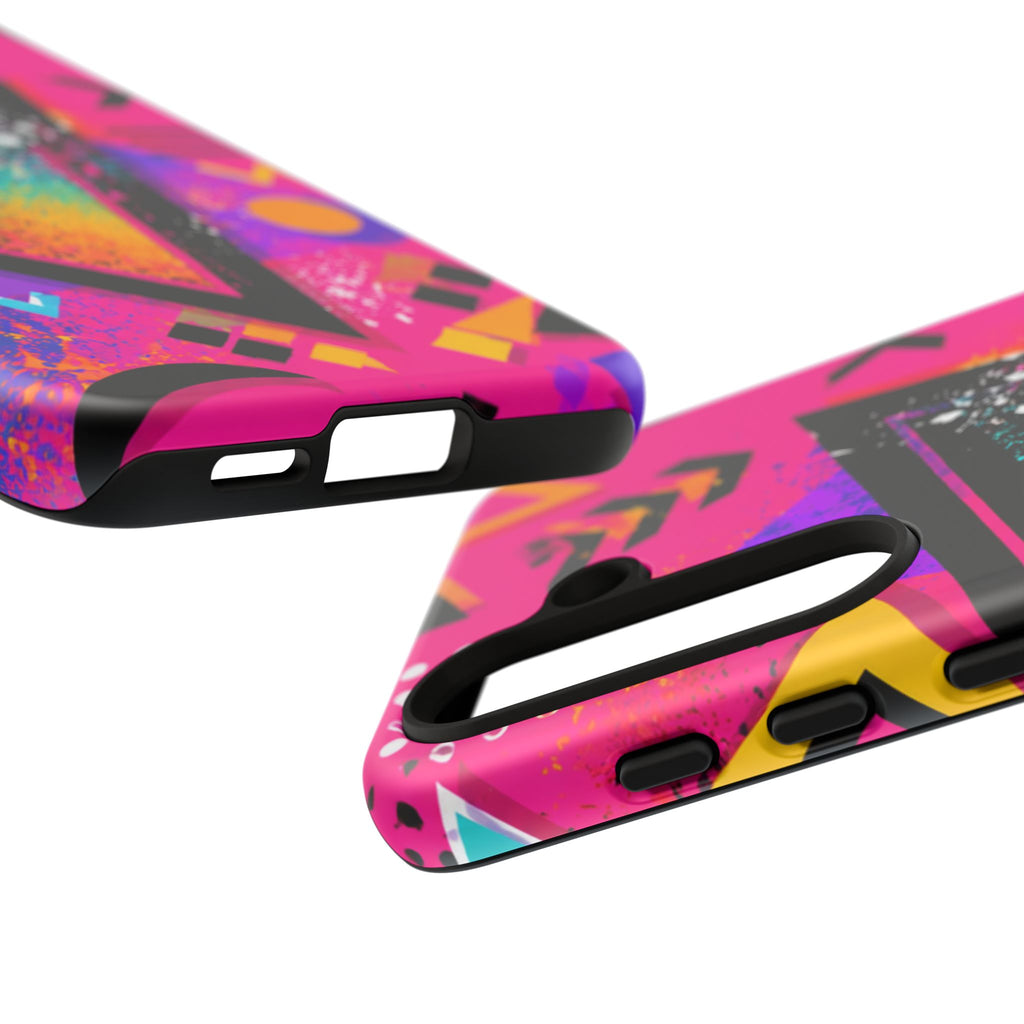 Retro 80s Geometric Phone Case — Neon Triangle Tough Case