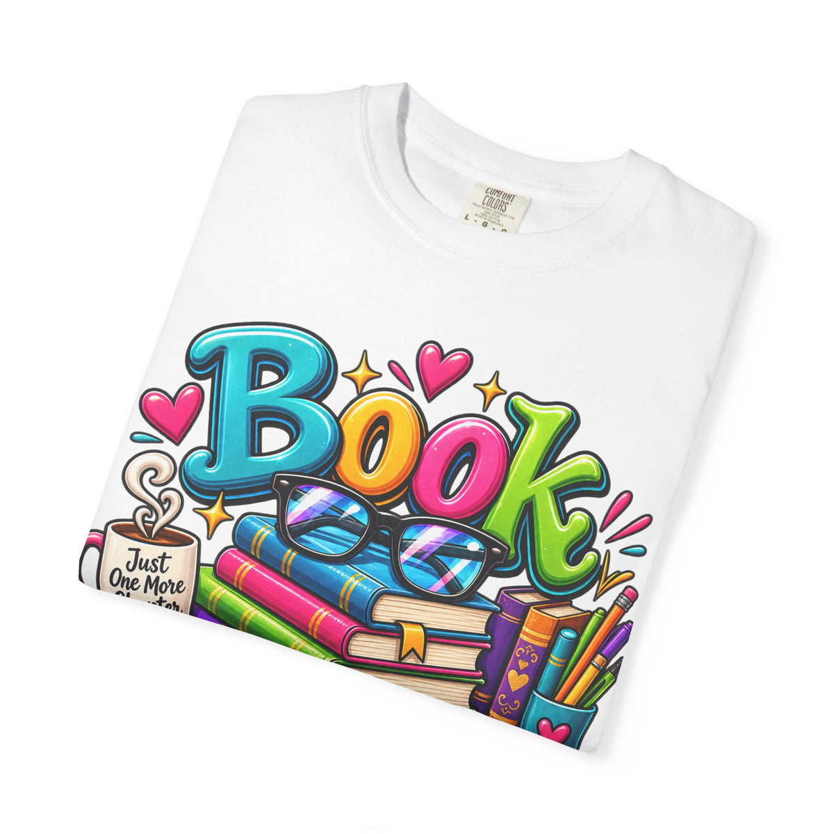 Book Nerd T-Shirt | Colorful Stacked Books Illustration