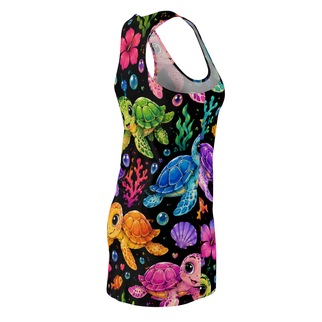 Cute Rainbow Sea Turtle Racerback Dress — Colorful Tropical Ocean Print