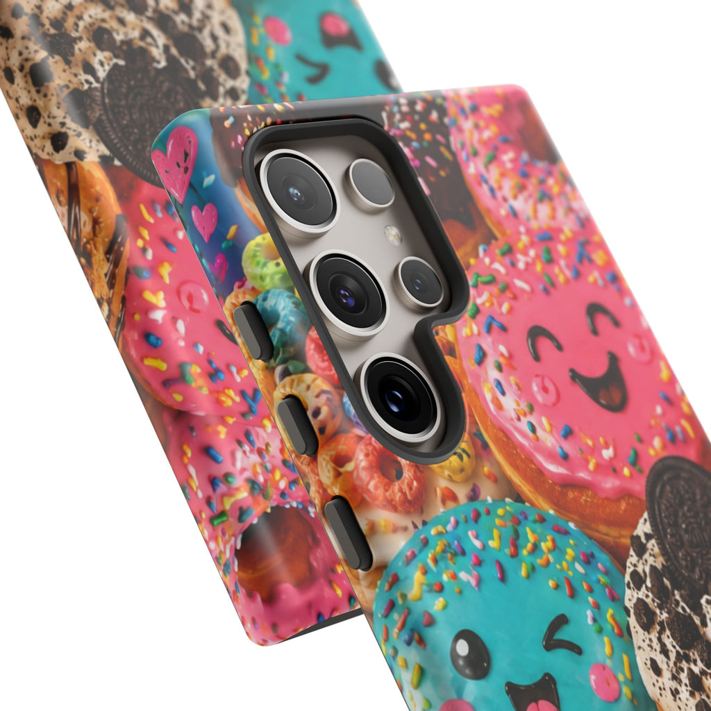 Donut Smile Tough Phone Case — Cute Colorful Desserts Protective Cover