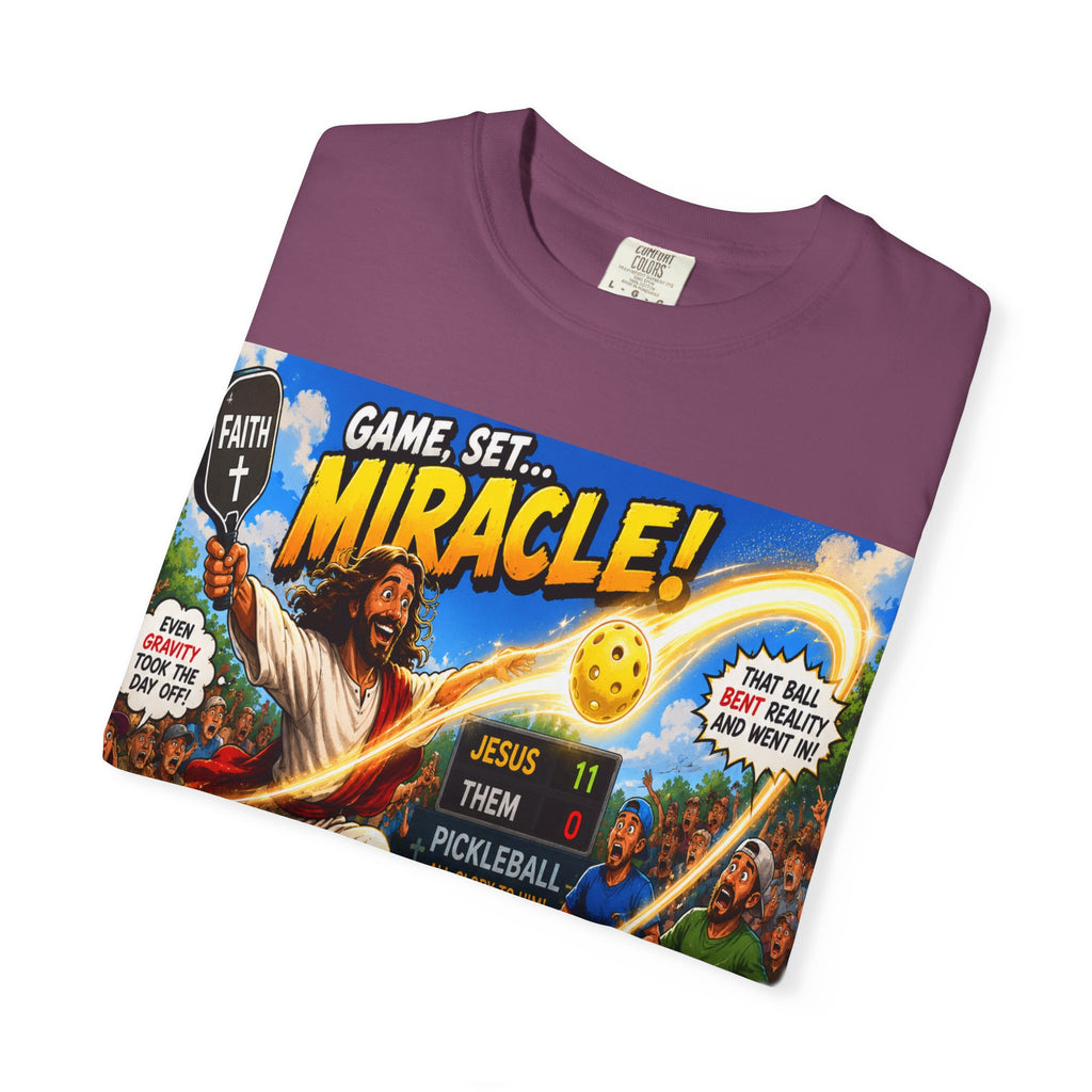 Game, Set, Miracle! Jesus Pickleball Graphic T-Shirt