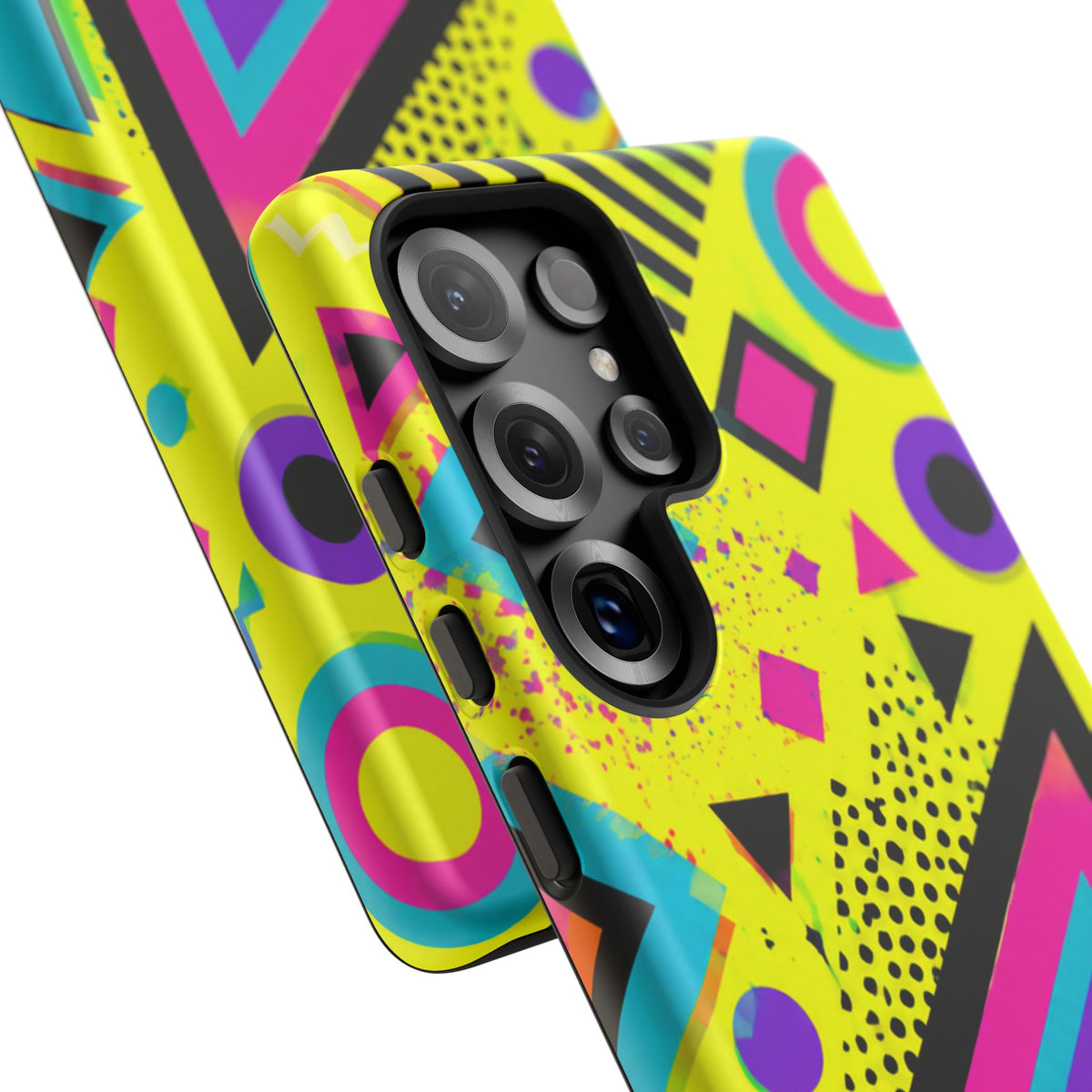 Retro 80s Geometric Phone Case — Neon Memphis Triangle Design