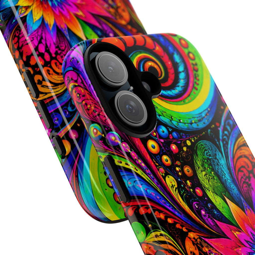 Psychedelic Floral Phone Case — Vibrant Swirl Tough Protective Cover