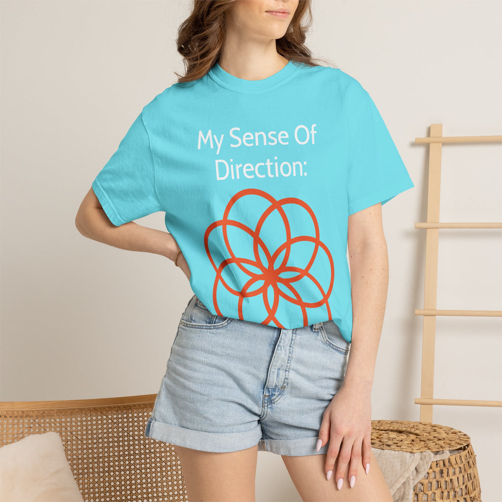 My Sense Of Direction: Compass Flower T-shirt | Funny Directional Tee