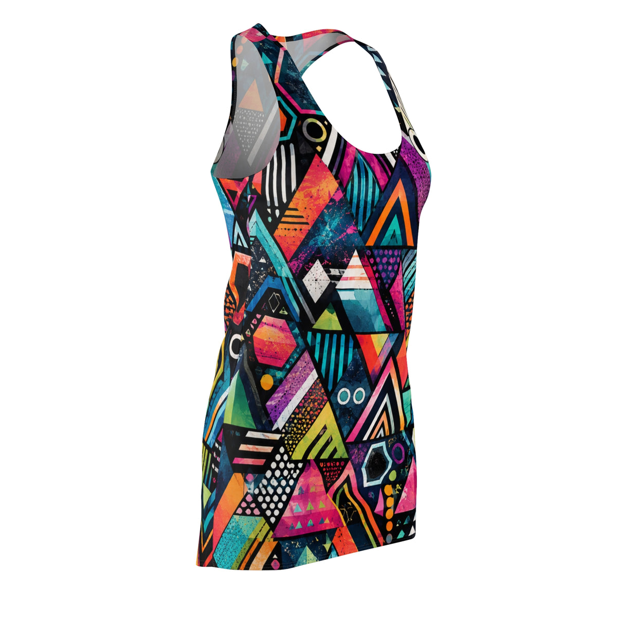Colorful Geometric Triangle Pattern Racerback Dress