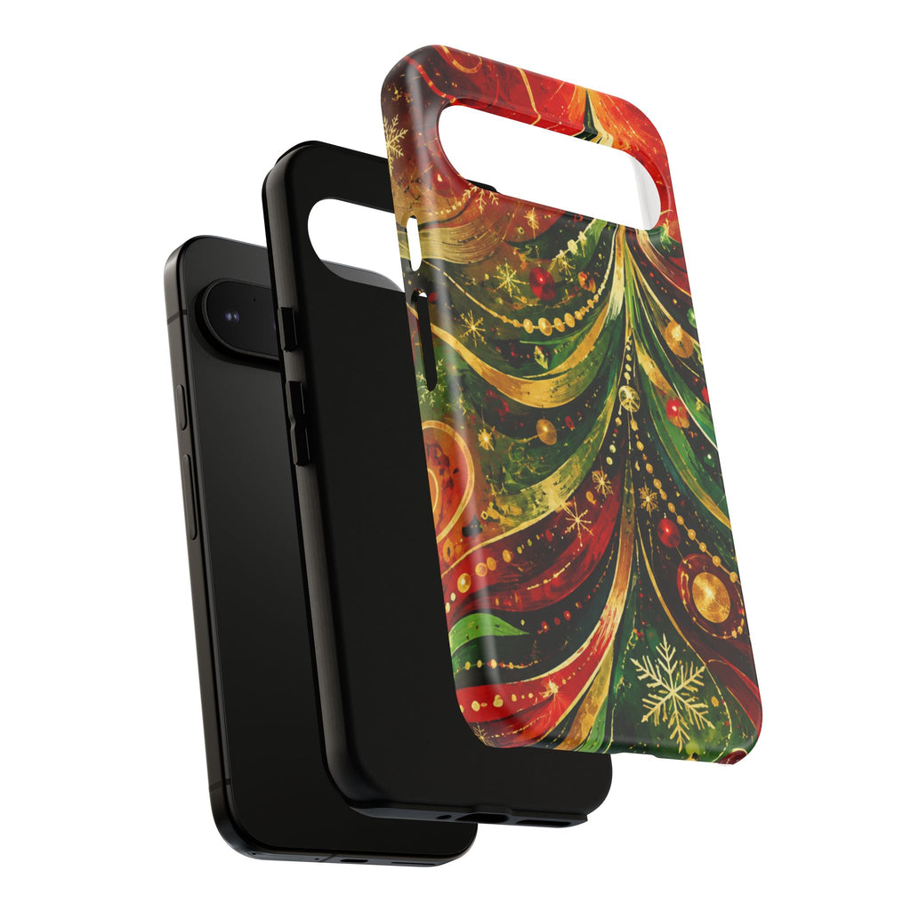 Christmas Tree Tough Phone Case — Festive Red & Green Holiday Phone Cover
