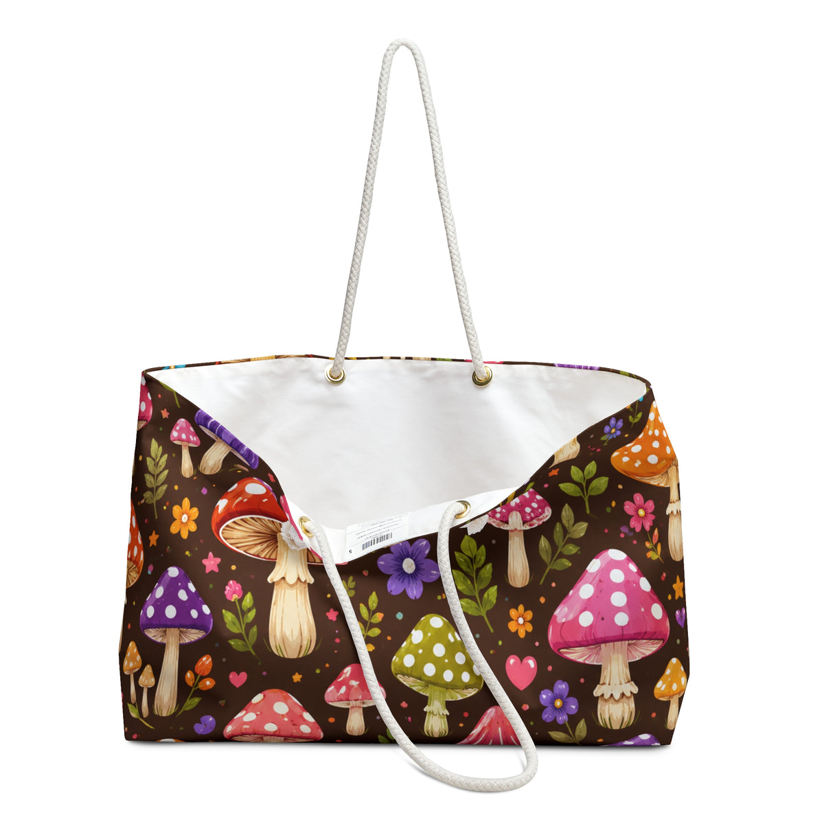 Whimsical Colorful Mushrooms Weekender Bag | Mushroom Tote