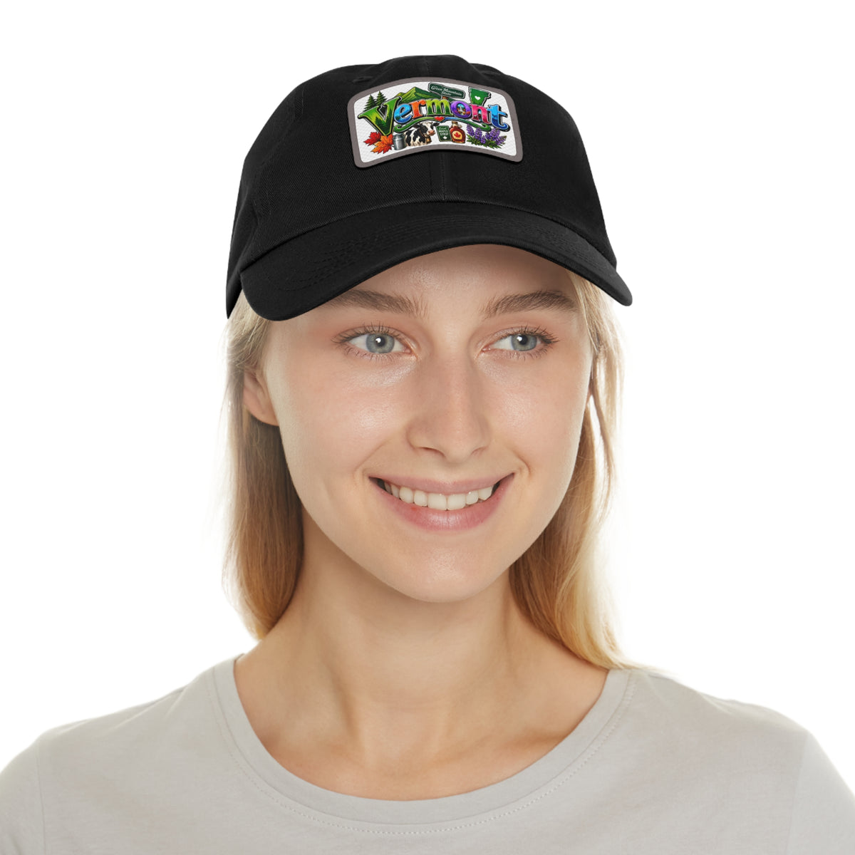 Vermont Patch Dad Hat | Leather Rectangle Patch, State Travel Cap