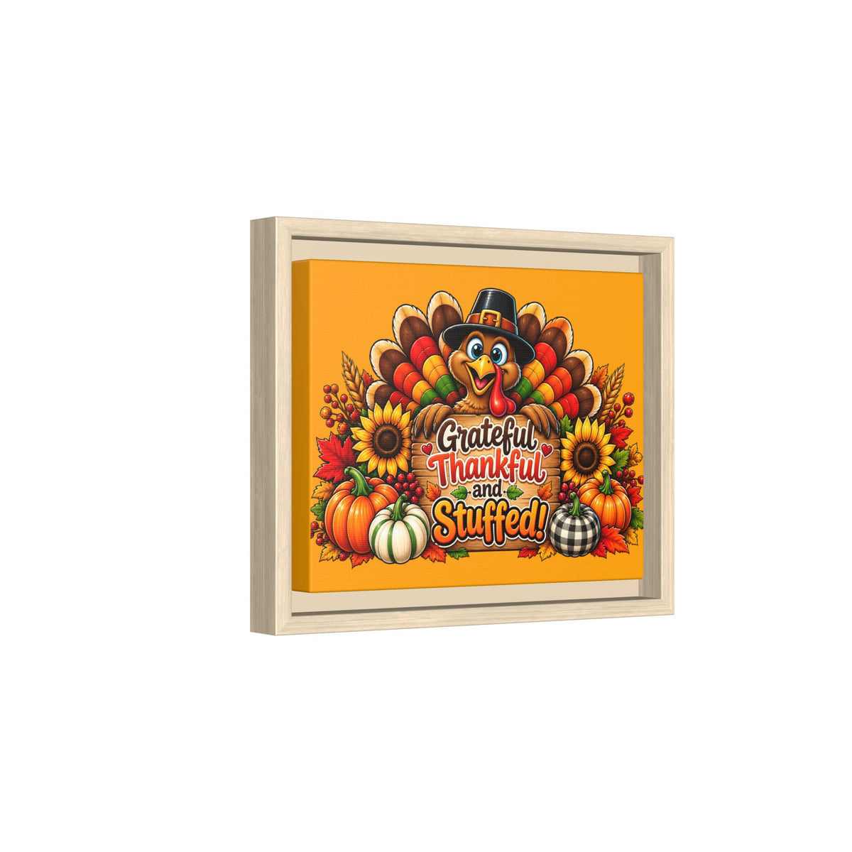 Thankful & Stuffed Turkey Matte Canvas Wall Art