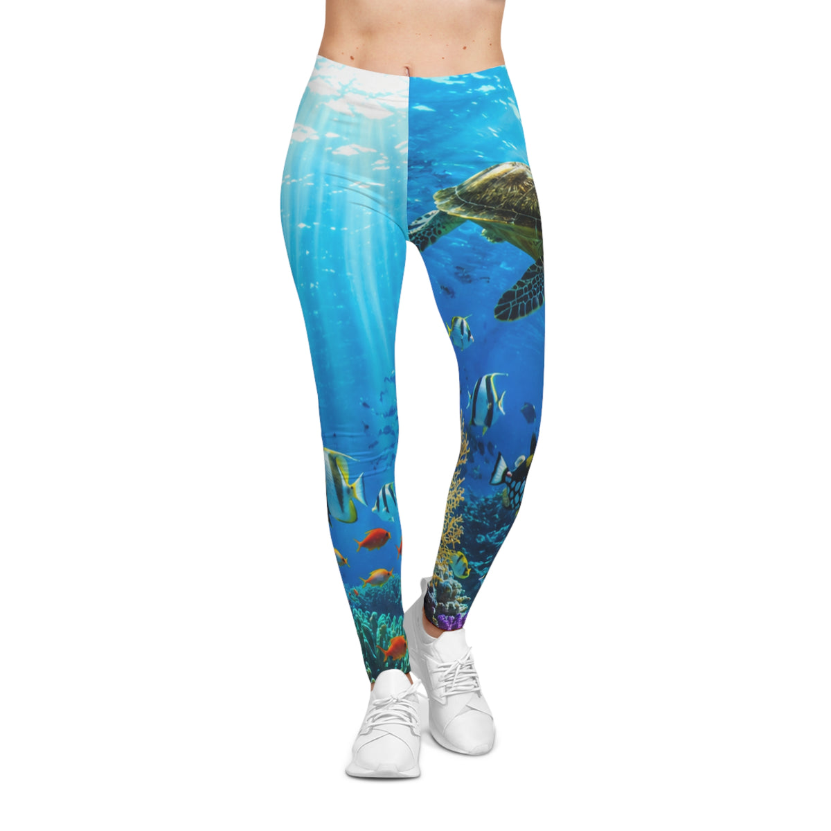 Sea Turtle Ocean Leggings — Women's Underwater Reef Print