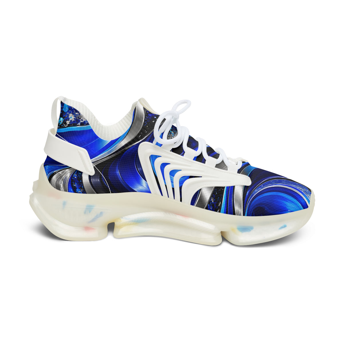Women’s Blue Swirl Mesh Sneakers — Lightweight Athletic Shoes